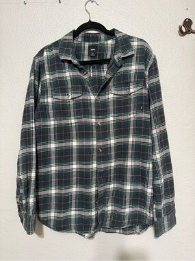 Vans Green Flannel Plaid Button-Up Shirt